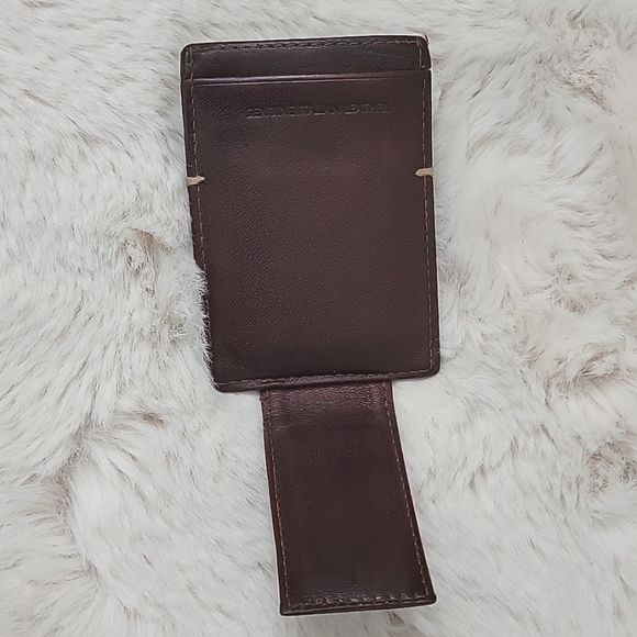 Tasso Elba Invechiato Brown Leather Magnetic Money Clip Card Holder Wallet - Picture 3 of 4